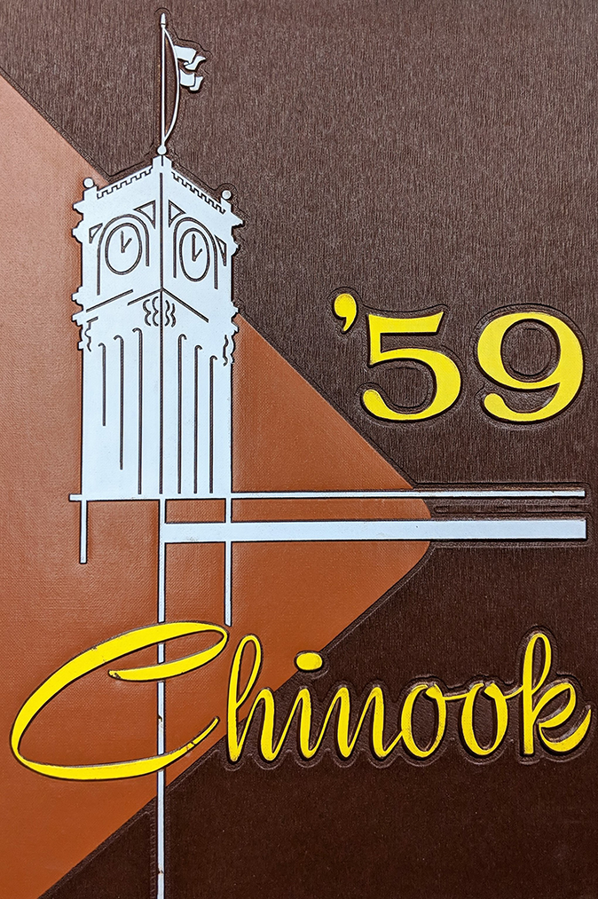 1958 Chinook Cover with clock tower